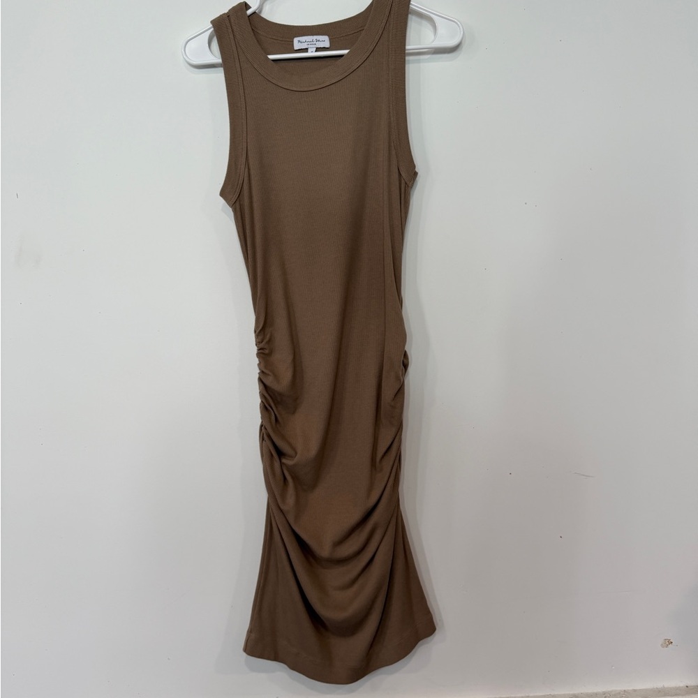 Michael Stars Demi ruched mini tank dress in color Safari